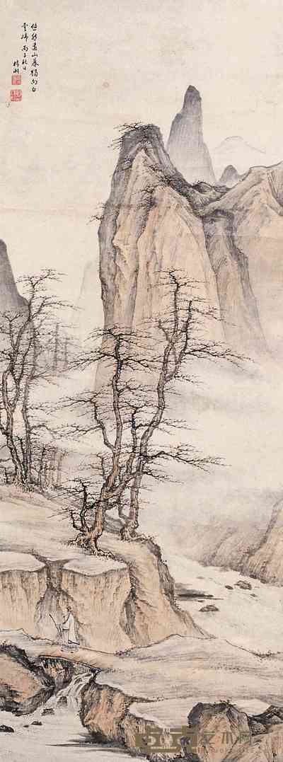 殷梓湘 高士归隐图 立轴 104×39cm